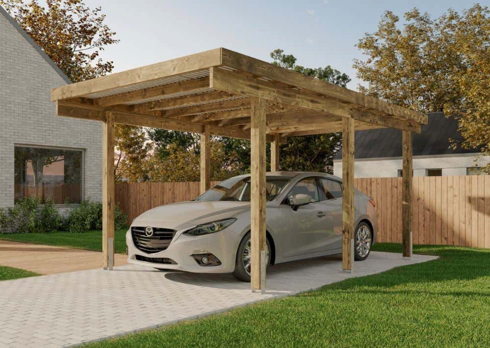 Alpholz Einzelcarport Sardinien, BxT: 304x504 cm, Grün von Alpholz