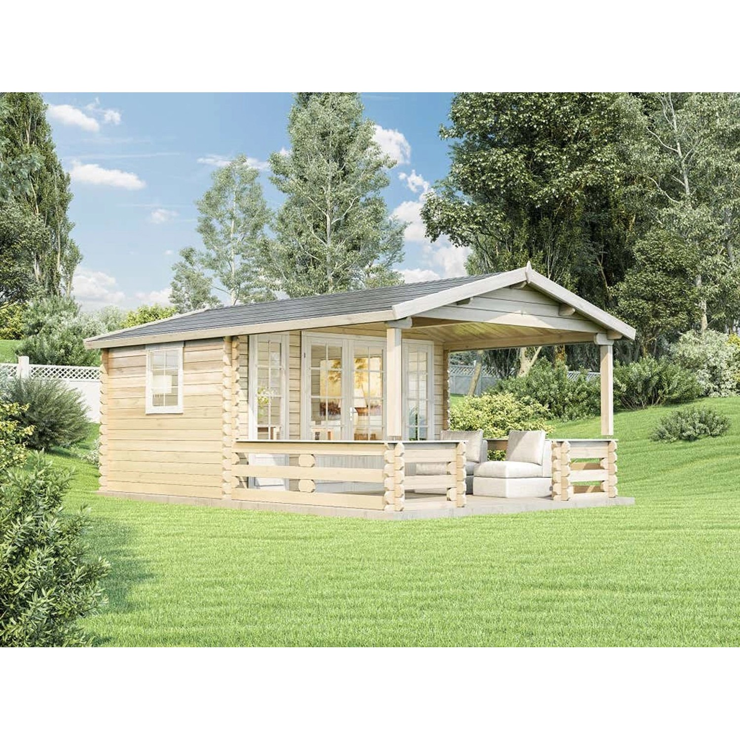 Alpholz Gartenhaus Lappland-B ISO Satteldach 399 cm x 579 cm Braun von Alpholz