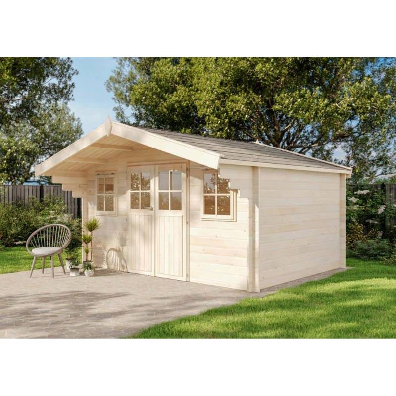 Alpholz Gartenhaus Quebec Satteldach 435 cm x 481 cm Natur von Alpholz