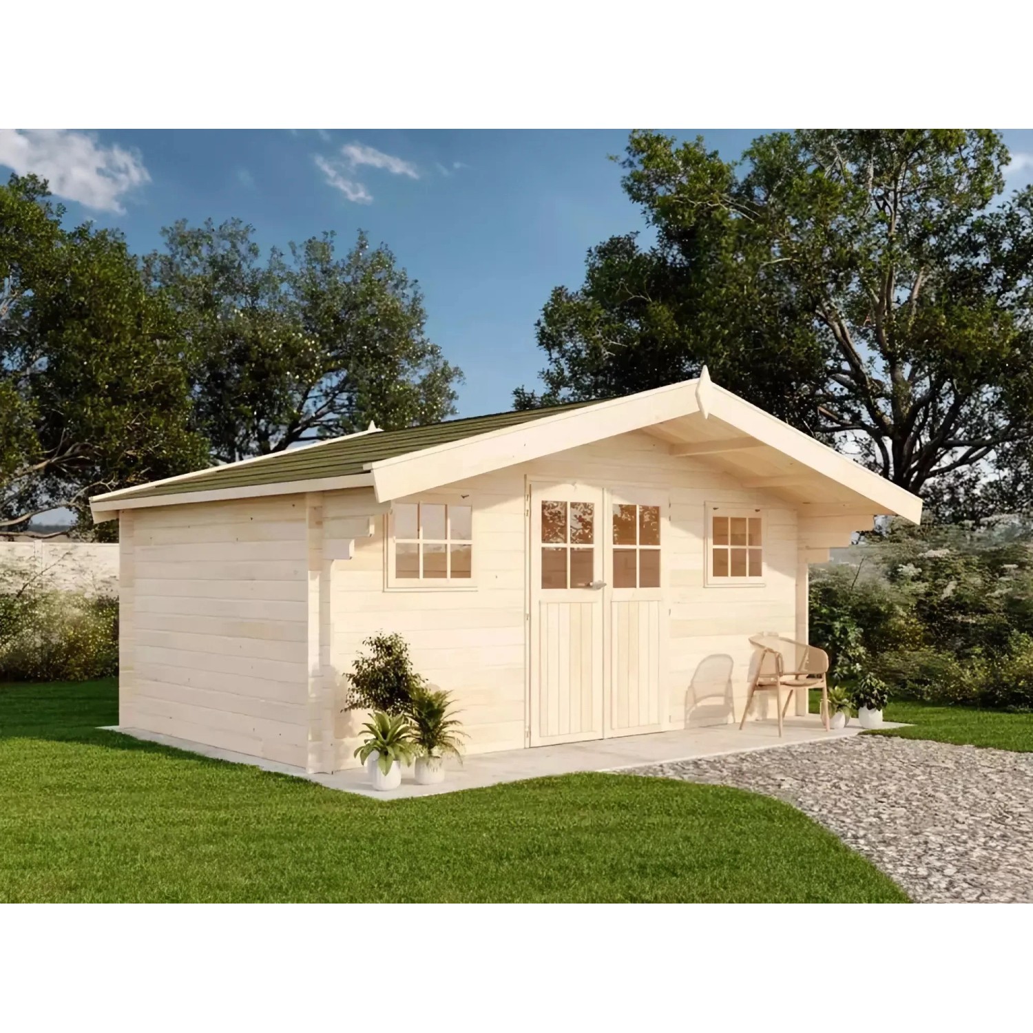 Alpholz Gartenhaus Winnipeg Satteldach 525 cm x 481 cm Natur von Alpholz