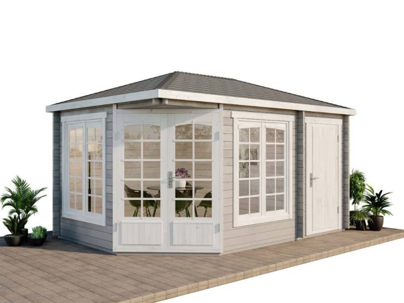 Alpholz Gartenhaus Holz 5-Eck Josephine-40 mit Anbau, BxT: 470x325 cm, in Imprägniert (Pinie) mit 40mm Wandstärke Alpholz Gartenhaus Holz 5-Eck Josephine-40 mit Anbau, BxT: 470x325 cm, in Imprägniert (Pinie) mit 40mm Wandstärke von Alpholz