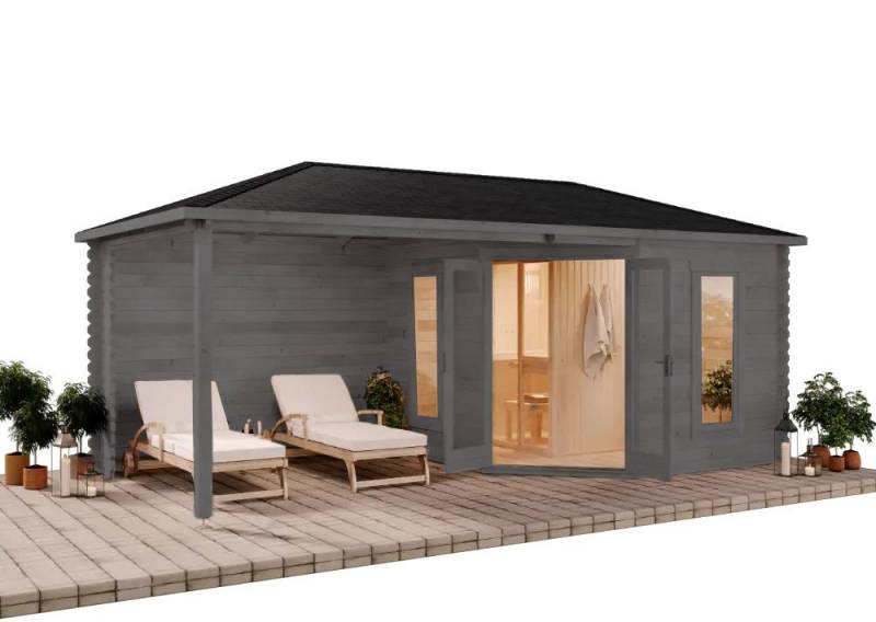 Alpholz Gartenhaus Holz 5-Eck Liwa, BxT: 613,5x316,7 cm, in Imprägniert (Grau) mit 40mm Wandstärke von Alpholz
