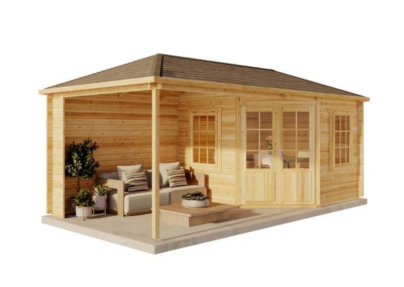 Alpholz Gartenhaus Holz 5-Eck Mosel, BxT: 650x325 cm, in Imprägniert (Pinie) mit 28mm Wandstärke von Alpholz