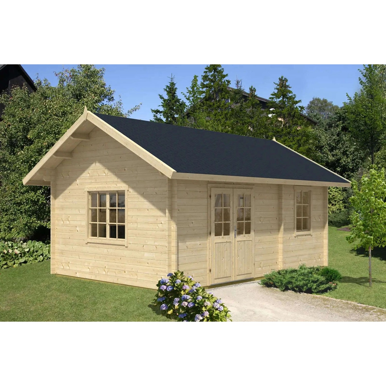 Alpholz Gartenhaus Arizona Satteldach Unbehandelt 446 cm x 490 cm von Alpholz