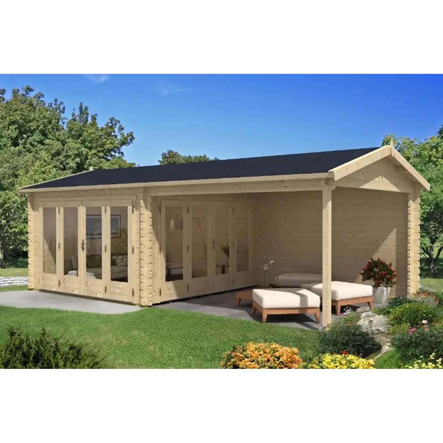 Alpholz Gartenhaus Freiburg-44 Natur 755 cm x 399 cm mit 2 Falttüren imprägniert Alpholz Gartenhaus Freiburg-44 Natur 755 cm x 399 cm mit 2 Falttüren imprägniert von Alpholz