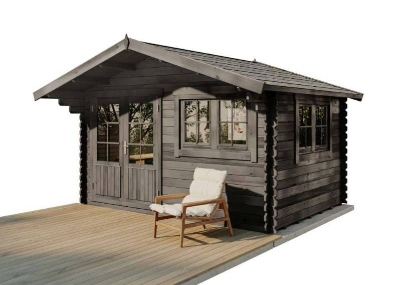 Alpholz Gartenhaus Holz Gabriel-34 400 x 300 cm, BxT: 428x367 cm, in Imprägniert (Grau) Inkl. Fußboden mit 34mm Wandstärke von Alpholz