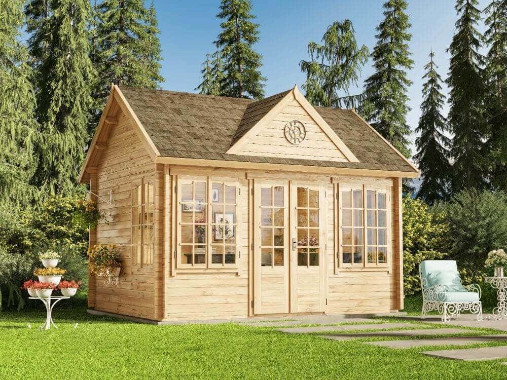 Alpholz Gartenhaus CLOCKHOUSE® 44 Royal ISO, BxT: 444x354 cm, Beige von Alpholz