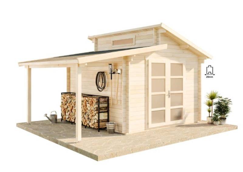 Alpholz Gartenhaus Holz Aktiva mit Schleppdach, BxT: 500x360 cm, in Naturbelassen mit 28mm Wandstärke von Alpholz
