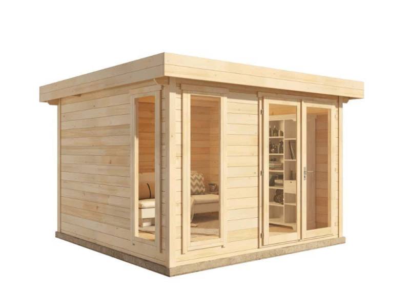Alpholz Gartenhaus Holz Aldo-28 A, BxT: 368x368 cm, in Naturbelassen mit 28mm Wandstärke von Alpholz