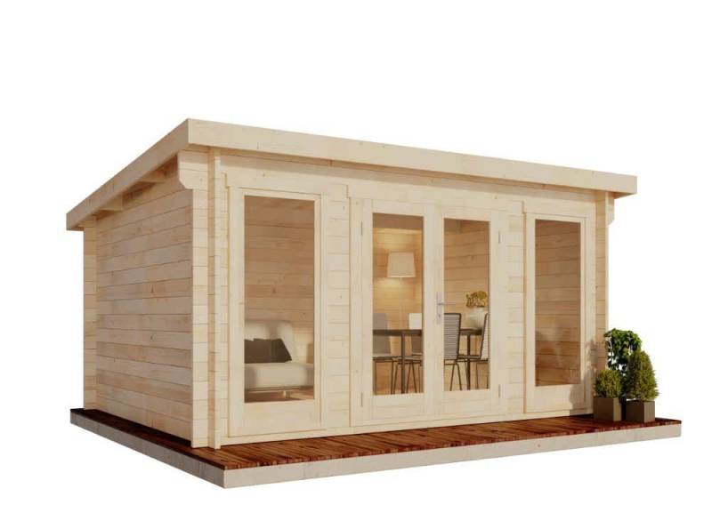 Alpholz Gartenhaus Holz Atrium-F, BxT: 440x345 cm, in Naturbelassen mit 40mm Wandstärke von Alpholz