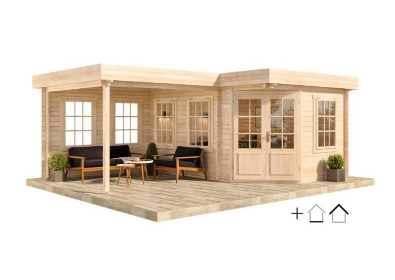 Alpholz Gartenhaus Holz Set - 5-Eck Pepe, BxT: 618x462 cm, (Set), in Imprägniert Inkl. Fußboden & Dacheindeckung von Alpholz