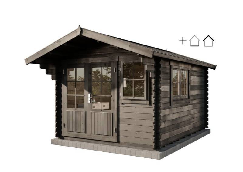Alpholz Gartenhaus Holz Set - Gabriel-34 300 x 400 cm, BxT: 358x467 cm, (Set), in Imprägniert (Grau) Inkl. Fußboden & Dacheindeckung von Alpholz