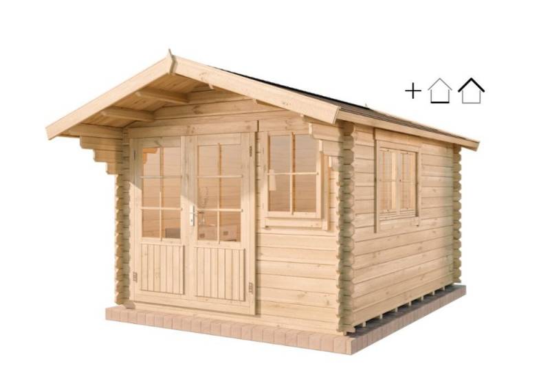 Alpholz Gartenhaus Holz Set - Gabriel-34 300 x 400 cm, BxT: 358x467 cm, (Set), in Naturbelassen Inkl. Fußboden & Dacheindeckung von Alpholz