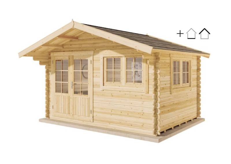 Alpholz Gartenhaus Holz Set - Gabriel-34 400 x 300 cm, BxT: 428x367 cm, (Set), in Naturbelassen Inkl. Fußboden & Dacheindeckung von Alpholz