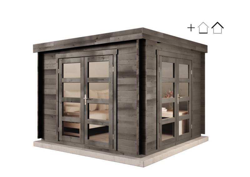 Alpholz Gartenhaus Holz Set - Paloma Beach, BxT: 304x304 cm, (Set), in Imprägniert (Grau) Inkl. Fußboden & Dacheindeckung von Alpholz
