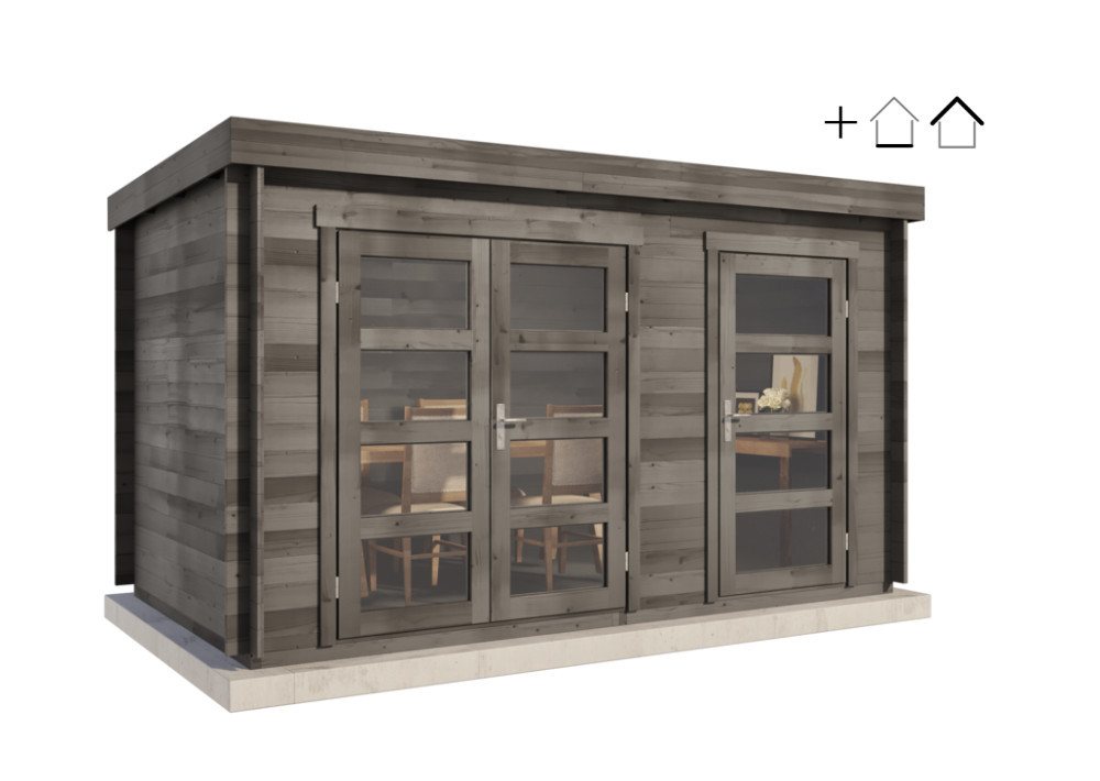 Alpholz Gartenhaus Holz Set - Paloma Grande, BxT: 404x234 cm, (Set), in Imprägniert (Grau) Inkl. Fußboden & Dacheindeckung von Alpholz