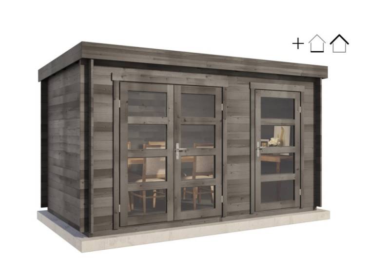 Alpholz Gartenhaus Holz Set - Paloma Grande, BxT: 404x234 cm, (Set), in Imprägniert (Grau) Inkl. Fußboden & Dacheindeckung von Alpholz