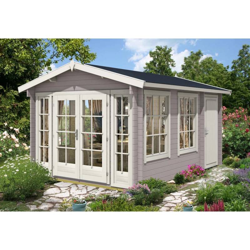 Alpholz Gartenhaus Kim-40 Satteldach 340 cm x 460 cm Imprägniert (Pinie) von Alpholz