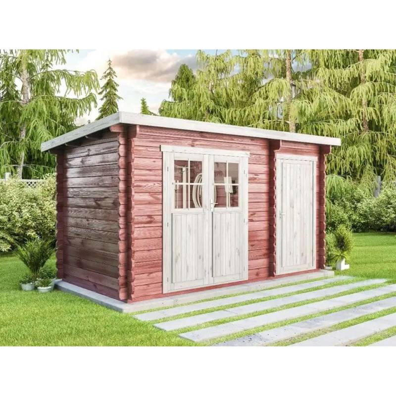 Alpholz Gartenhaus Korfu Pultdach Unbehandelt 496 cm x 224 cm von Alpholz