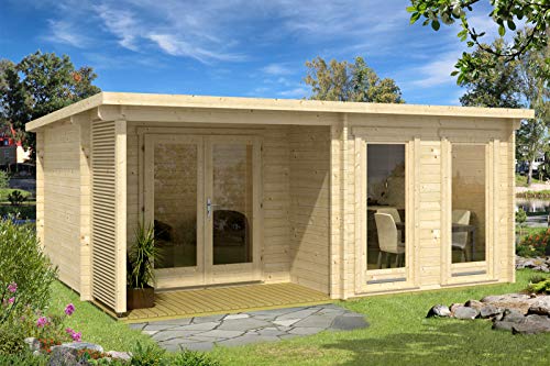 Alpholz Gartenhaus Modell Orkus-44 Gartenhaus aus Holz in Pinie, Holzhaus mit 44 mm Wandstärke inklusive Terrasse Blockbohlenhaus Alpholz Gartenhaus Modell Orkus-44 Gartenhaus aus Holz in Pinie, Holzhaus mit 44 mm Wandstärke inklusive Terrasse Blockbohlenhaus von Alpholz