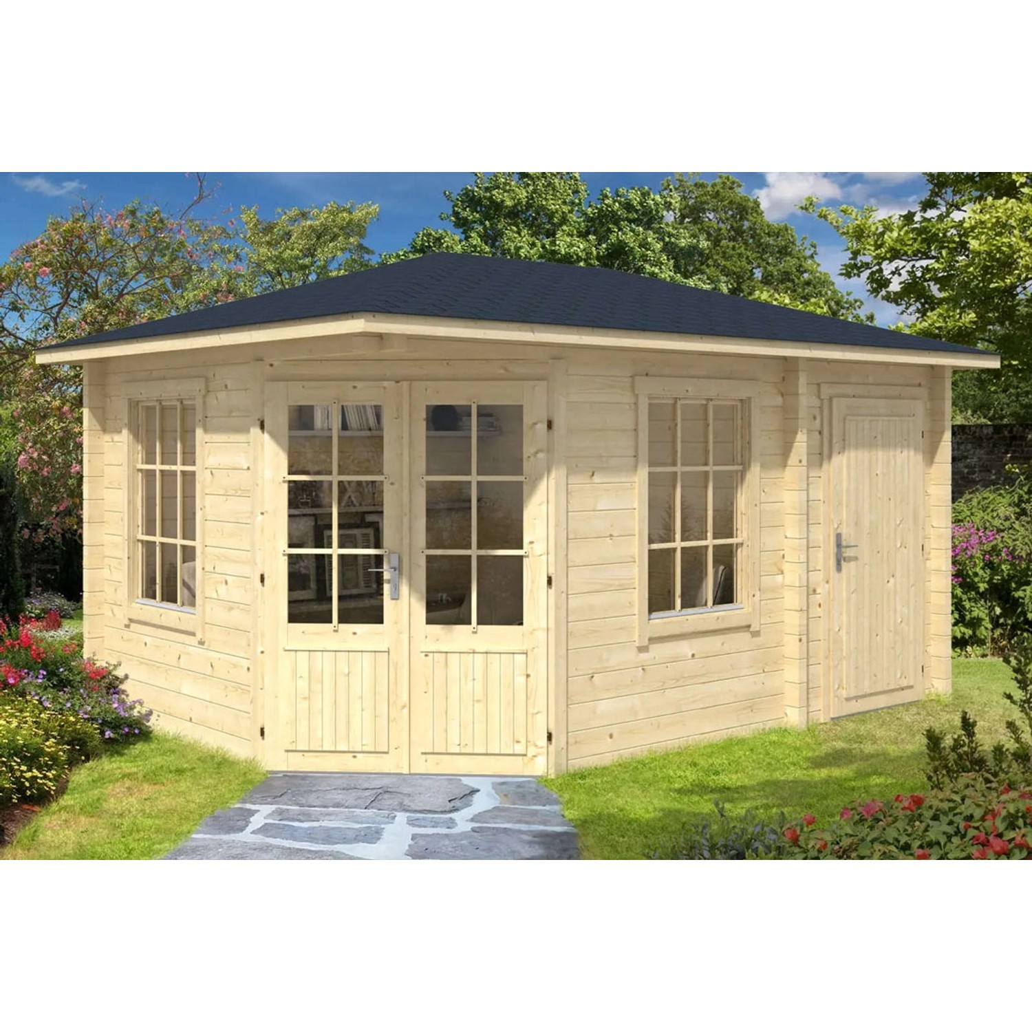 Alpholz Gartenhaus Rhein Walmdach Unbehandelt 475 cm x 325 cm Alpholz Gartenhaus Rhein Walmdach Unbehandelt 475 cm x 325 cm von Alpholz