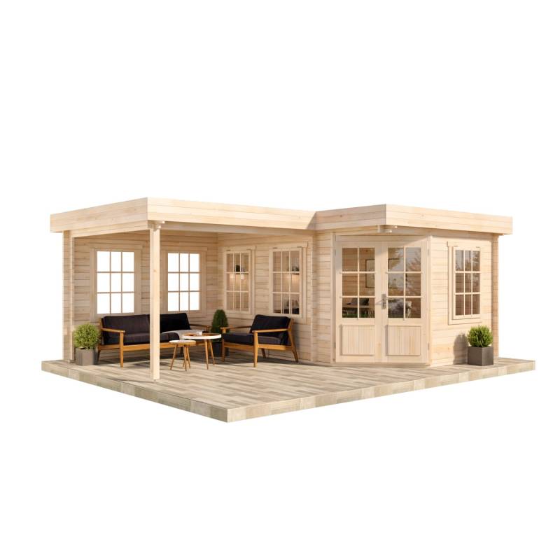 Alpholz Gartenhaus Set 5-Eck Pepe Imprägniert Pinie 618x462cm inkl. Dacheindeckung und Fußboden von Alpholz