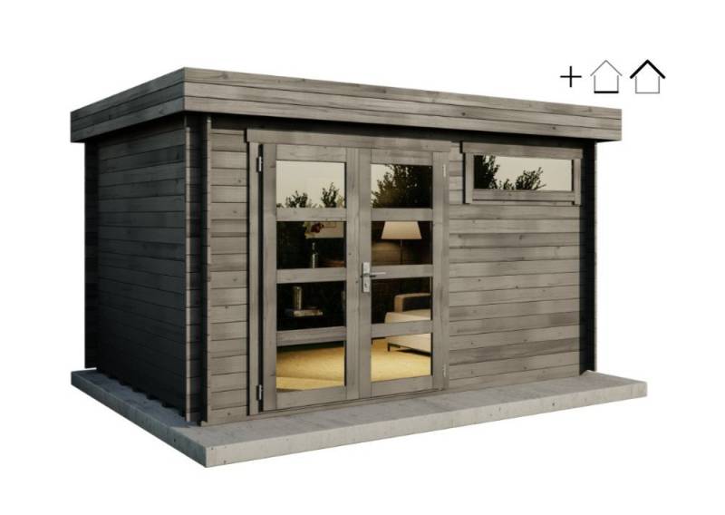 Alpholz Gartenhaus Holz Set - Leandro-28, BxT: 394x268 cm, (Set), in Imprägniert (Grau) Inkl. Fußboden & Dacheindeckung Alpholz Gartenhaus Holz Set - Leandro-28, BxT: 394x268 cm, (Set), in Imprägniert (Grau) Inkl. Fußboden & Dacheindeckung von Alpholz