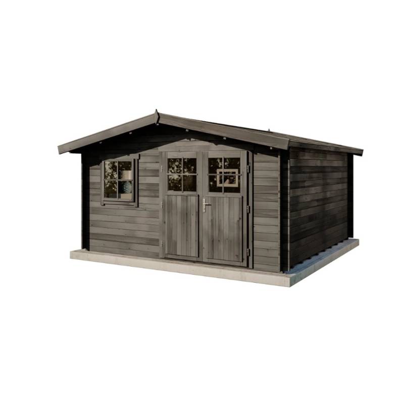 Alpholz Gartenhaus Set Valeria-28 Imprägniert Grau 428x427cm inkl. Dacheindeckung und Fußboden von Alpholz