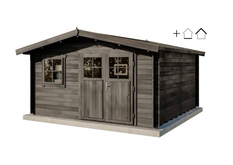 Alpholz Gartenhaus Holz Set - Valeria-28 grau, BxT: 428x427 cm, (Set), Inkl. Fußboden & Dacheindeckung von Alpholz