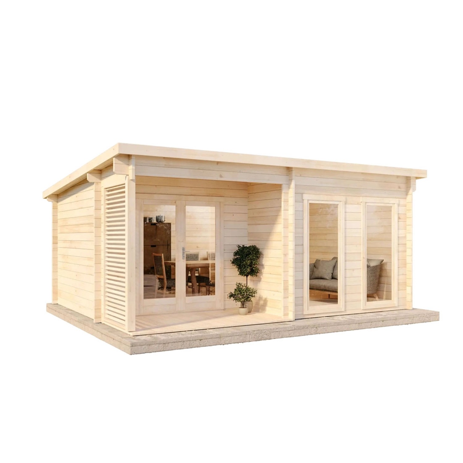 Alpholz Holz-Gartenhaus Orkus-44 Pultdach Unbehandelt 461 cm x 442 cm von Alpholz