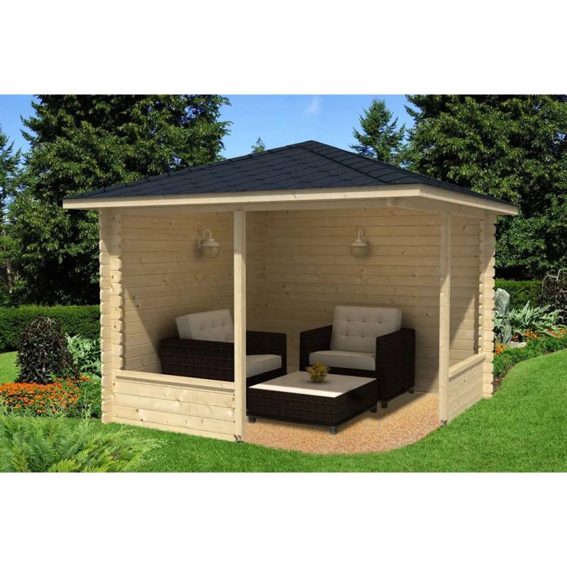 Alpholz Gartenhaus Maik-28 Spitzdach Unbehandelt 325 cm x 325 cm von Alpholz