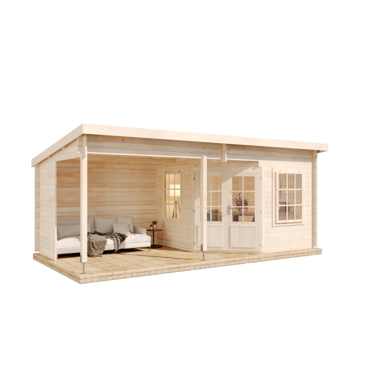 Alpholz Premium Gartenhaus-Set 5-Eck Carl 6x3m inkl. Boden & Dach & Aufbauservice von Alpholz