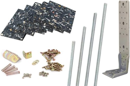 Basis Zubehörset S zur Montage und Befestigung von Gartenhäuser | Unterlagepads als Feuchtigkeitssperre | Sturmwinkel zur Windsicherung | Windverankerungsset, Gewinnde-Spanner für Blockbohlen von Alpholz
