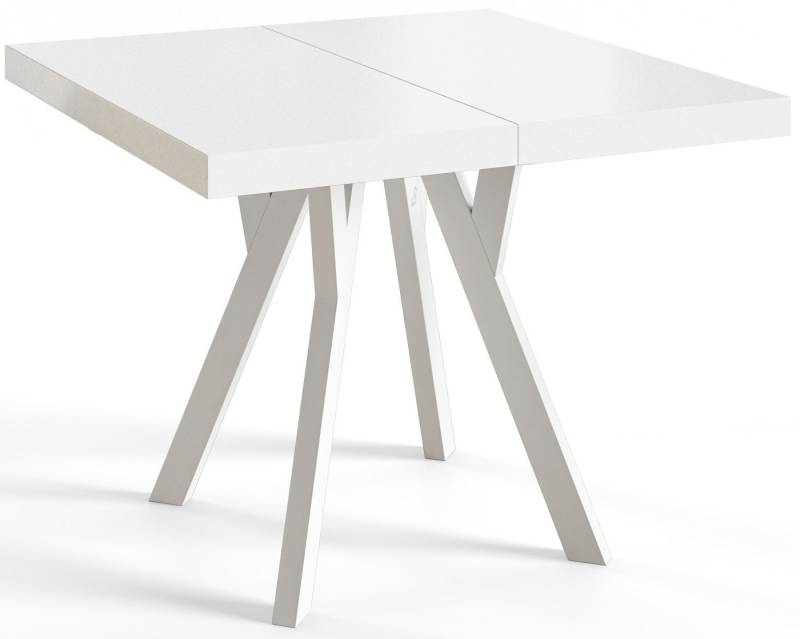 Alpi-Möbel Esstisch Wohnzimmertisch - Ausziehbarer rechteckiger Tisch - Weiß, Ausziehbar, 2 x Einsatz 50 cm von Alpi-Möbel