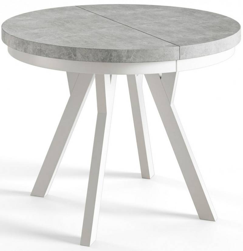 Alpi-Möbel Esstisch Wohnzimmertisch - Ausziehbarer runder Tisch 80-120 cm - Hellbeton, Ausziehbar, 2 x Einsatz 50 cm von Alpi-Möbel