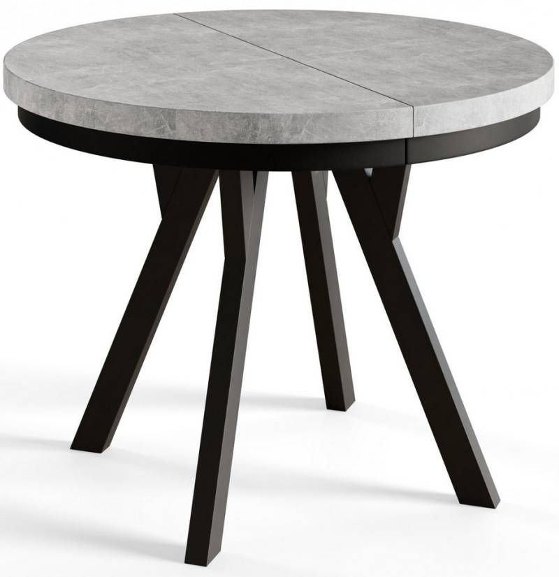 Alpi-Möbel Esstisch Wohnzimmertisch - Ausziehbarer runder Tisch 80-120 cm - Hellbeton, Ausziehbar, 2 x Einsatz 50 cm von Alpi-Möbel