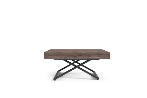 AlpiMeble Höhenverstellbarer ausziehbarer Couchtisch Sena U, ausziehbarer Tisch: 120 cm bis 200 cm, Wohnzimmertisch Farbe: Anthracite Sherman, mit Metallbeine in Farbe Schwarz von AlpiMeble