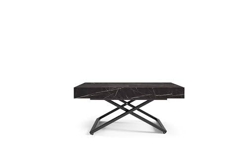 AlpiMeble Höhenverstellbarer ausziehbarer Couchtisch Sena U, ausziehbarer Tisch: 120 cm bis 200 cm, Wohnzimmertisch Farbe: Black Pietra, mit Metallbeine in Farbe Schwarz AlpiMeble Höhenverstellbarer ausziehbarer Couchtisch Sena U, ausziehbarer Tisch: 120 cm bis 200 cm, Wohnzimmertisch Farbe: Black Pietra, mit Metallbeine in Farbe Schwarz von AlpiMeble