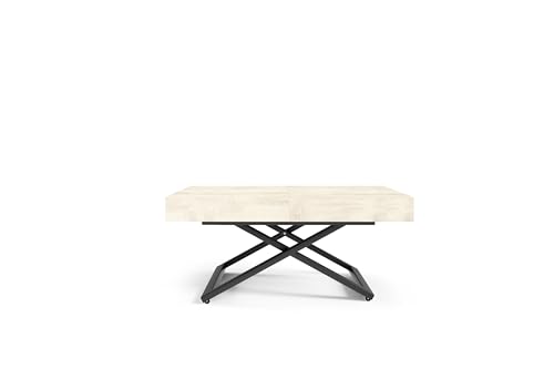 AlpiMeble Höhenverstellbarer ausziehbarer Couchtisch Sena U, ausziehbarer Tisch: 120 cm bis 200 cm, Wohnzimmertisch Farbe: White Chromix, mit Metallbeine in Farbe Schwarz AlpiMeble Höhenverstellbarer ausziehbarer Couchtisch Sena U, ausziehbarer Tisch: 120 cm bis 200 cm, Wohnzimmertisch Farbe: White Chromix, mit Metallbeine in Farbe Schwarz von AlpiMeble