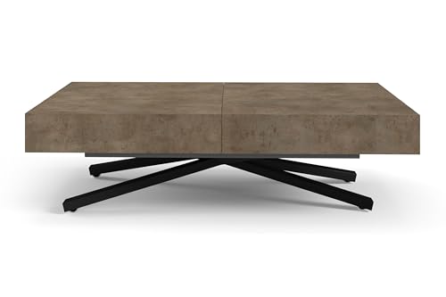 AlpiMeble Höhenverstellbarer ausziehbarer Couchtisch Sena X, ausziehbarer Tisch: 120 cm bis 200 cm, Wohnzimmertisch Farbe: Dark Grey Chicago, mit Metallbeine in Farbe Schwarz AlpiMeble Höhenverstellbarer ausziehbarer Couchtisch Sena X, ausziehbarer Tisch: 120 cm bis 200 cm, Wohnzimmertisch Farbe: Dark Grey Chicago, mit Metallbeine in Farbe Schwarz von AlpiMeble