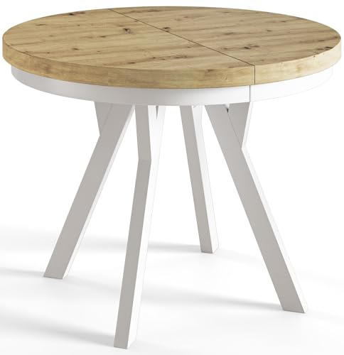 AlpiMeble Esstisch Rund Ausziehbar EVO - Moderner Tisch Wohnzimmer Runder Esstisch - Laminierte Tischplatte 36 mm - Beine aus Buchenholz – Maßen von 80 cm bis 130 cm Artisan AlpiMeble Esstisch Rund Ausziehbar EVO - Moderner Tisch Wohnzimmer Runder Esstisch - Laminierte Tischplatte 36 mm - Beine aus Buchenholz – Maßen von 80 cm bis 130 cm Artisan von AlpiMeble