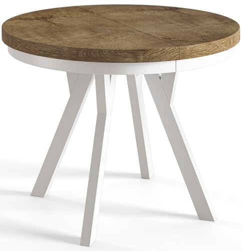 AlpiMeble Esstisch Rund Ausziehbar EVO - Moderner Tisch Wohnzimmer Runder Esstisch - Laminierte Tischplatte 36 mm - Beine aus Buchenholz – Maßen von 80 cm bis 130 cm LEFKAS AlpiMeble Esstisch Rund Ausziehbar EVO - Moderner Tisch Wohnzimmer Runder Esstisch - Laminierte Tischplatte 36 mm - Beine aus Buchenholz – Maßen von 80 cm bis 130 cm LEFKAS von AlpiMeble