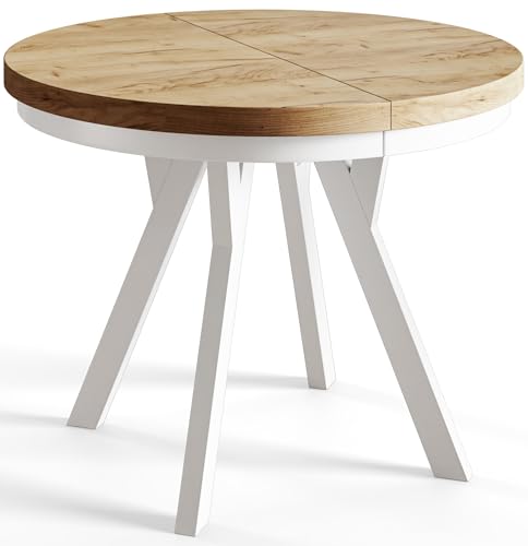 AlpiMeble Esstisch Rund Ausziehbar EVO - Moderner Tisch Wohnzimmer Runder Esstisch - Laminierte Tischplatte 36 mm - Beine aus Buchenholz – Maßen von 120 cm bis 220 cm Craft AlpiMeble Esstisch Rund Ausziehbar EVO - Moderner Tisch Wohnzimmer Runder Esstisch - Laminierte Tischplatte 36 mm - Beine aus Buchenholz – Maßen von 120 cm bis 220 cm Craft von AlpiMeble