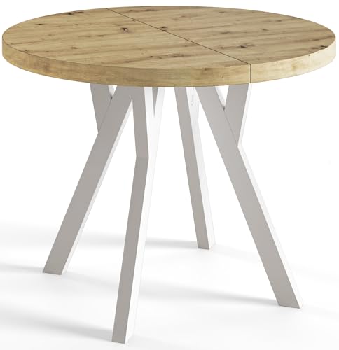 AlpiMeble Esstisch ausziehbar runder Tisch OVO – runder Esstisch Wohnzimmertisch – laminierte Tischplatte 36 mm – Beine aus Buchenholz – Moderner Tish mit Maßen von 100 cm bis 200 cm Artisan AlpiMeble Esstisch ausziehbar runder Tisch OVO – runder Esstisch Wohnzimmertisch – laminierte Tischplatte 36 mm – Beine aus Buchenholz – Moderner Tish mit Maßen von 100 cm bis 200 cm Artisan von AlpiMeble