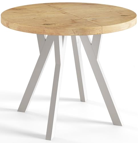 AlpiMeble Esstisch ausziehbar runder Tisch OVO – runder Esstisch Wohnzimmertisch – laminierte Tischplatte 36 mm – Beine aus Buchenholz – Moderner Tish mit Maßen von 80 cm bis 130 cm Lancelot AlpiMeble Esstisch ausziehbar runder Tisch OVO – runder Esstisch Wohnzimmertisch – laminierte Tischplatte 36 mm – Beine aus Buchenholz – Moderner Tish mit Maßen von 80 cm bis 130 cm Lancelot von AlpiMeble