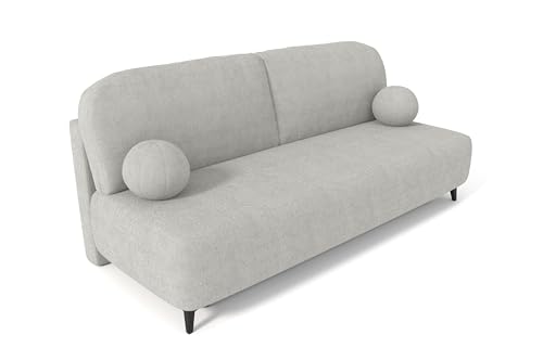 AlpiMeble Schlafsofa REA mit Schlaffunktion und Bettkasten, Farbe: Grau, Bouclé von AlpiMeble