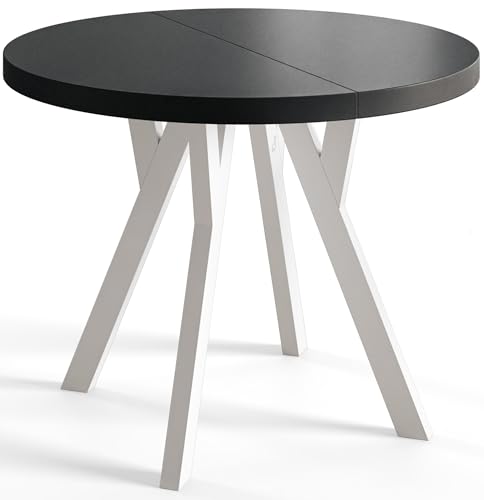 AlpiMeble esstisch rund ausziehbar EVO - Moderner Tisch Wohnzimmer runder esstisch - laminierte Tischplatte 36 mm - Beine aus Buchenholz – Maßen von 110 cm bis 210 cm Schwarz AlpiMeble esstisch rund ausziehbar EVO - Moderner Tisch Wohnzimmer runder esstisch - laminierte Tischplatte 36 mm - Beine aus Buchenholz – Maßen von 110 cm bis 210 cm Schwarz von AlpiMeble