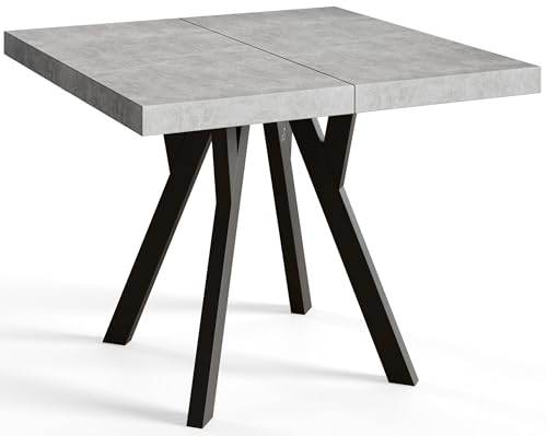 Quadratischer Esszimmertisch RICO, ausziehbarer Tisch, Größe: 90-190X90X77 cm, Wohnzimmertisch Farbe: Graphit, mit Holzbeinen in Farbe Schwarz von AlpiMeble