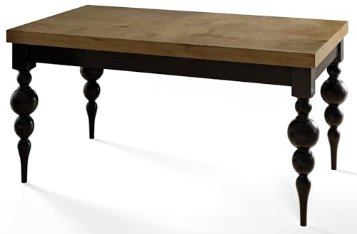 Rechteckiger Esszimmertisch Lena, ausziehbarer Tisch, Größe: 160-210X90X78,5 cm, Wohnzimmertisch Farbe: LEFKAS, mit Tischbeinen in Farbe Schwarz von AlpiMeble
