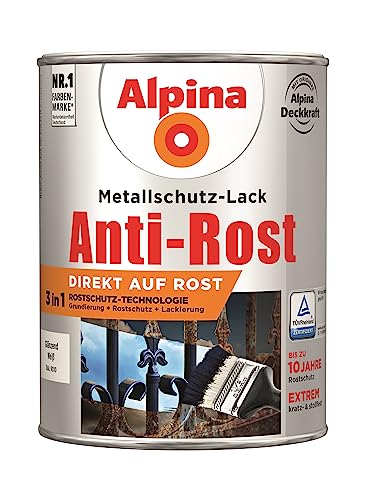 Alpina Metallschutzlack Anti-Rost Weiß 2,5 Liter glänzend von Alpina